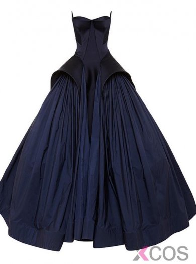 Ball Gown Prom Dress/Evening Dress - Navy Blue Strapless Ruched