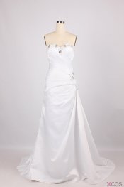 Simple Dress Wedding Dresses for 2015, White Sheath Long Wedding Dresses, Beading Sweetheart Wedding Dresses EAWD-7063