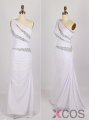 Simple Dress 2015 Hot Prom Dresses, One-shoulder Mermaid White Prom Dresses, Long Prom Dresses 2015 CHPD-7075