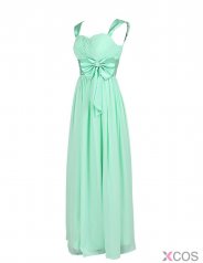 Simple A-line Sweetheart Mint/Pink/Orange Chiffon Lace-up Long Prom Dress With Bowknot