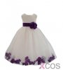 Wedding Pageant Flower Petals Girl Ivory Dress with Bow Tie Sash FGD-81301