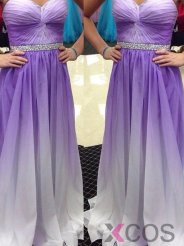 2015 Hot-selling A-line Sweetheart Ruched Floor Length Chiffon Beaded Prom Dress CHPD-7282