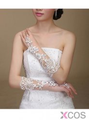 Fingerless Lace Appliques White Bridal Gloves