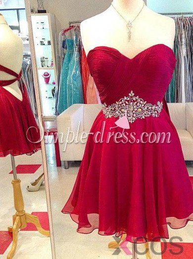 Elegant Sweetheart A-line Chiffon Short / Mini Homecoming Dresses Prom Dresses CHHD-71121