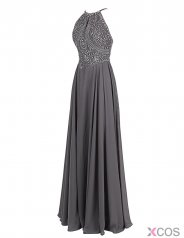 Elegant A-line Floor-length Spagehtti Straps Prom Dress With Beading