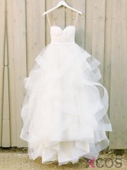 Modern Sweetheart Ruffles Tulle A-line Wedding Dress Bride Gowns WD-70970