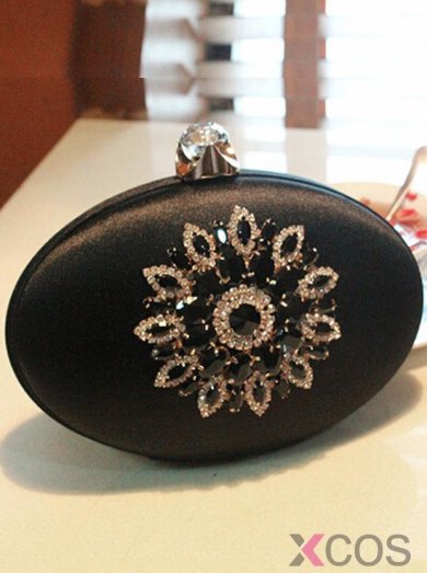 Gorgeous Ellipse Crystal Black Women Clutches and Evening Handbags