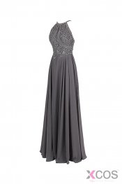 Gray Chiffon Backless Cheap Long Evening Prom Dress ED0651