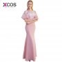 XCOS Pink Prom Dresses Robe De Soiree 2018 Lace Prom Dress Real Photo Mermaid Prom Dresses Long Vestido De Festa