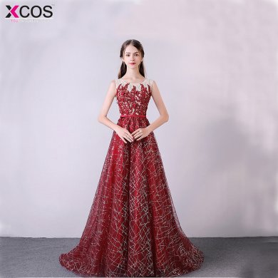 abendkleider 2018 A line Bling Champagne Red Evening Dress Long Party Elegant Vestido De Festa Off The Shoulder robe longue