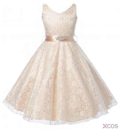 New Arrival Lovely Lace V-Neck Flower Girl Dress FGD-81302