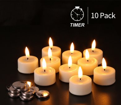 Amhui Flameless Tealights 10 Pack, Batteries Included, Fake Electric Candles