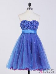 2015 Hot-selling A-line Sweetheart Mini Zipper-up Organza Beading Homecoming Dress ORHD-7291