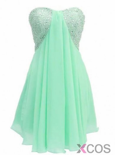 Fashion A-line Sweetheart Mini Chiffon Beading Homecoming/Bridesmaid Dress Dress CHHD-7276