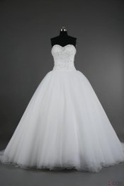 Simple Dress 2015 Wedding Dresses, Sweetheart Beading Tulle Wedding Dresses, White Wedding Dresses TUWD-7059