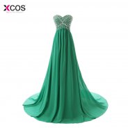 Emerald green Chiffon Crystal Beads Evening Dresses Long 2018 Sweetheart Formal Prom Party Gown robe longue 2018