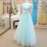 Vestido de Festa Longo Lace Boat Neck Prom Dresses Long Tulle Appliques Flowers Beads Sleeveless A line Party Gown Evening Dress