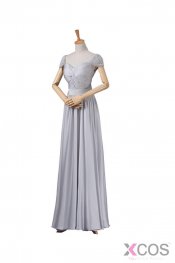 Modest Gray Chiffon Long Prom Dresses ED0661