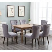 Vipride Dining Chair Tufted Armless Chair Upholstered Accent Chair, Set of 6 (Grey)