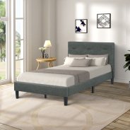 Vipride Diamond Stitched Platform Bed Twin Bed Frame Tufted Premium Platform Bed Mattress Foundation/No Box Spring Needed/Wood Slat Support Gray