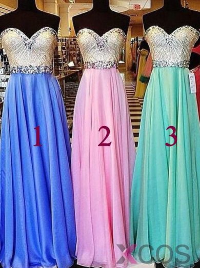 Simple Dress Elegant A-line Sweetheart Beading Long Chiffon Prom Dresses, Graduation Dresses CHPD-7125