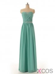 High Quality Green Sweetheart Beading Pleat Chiffon A Line Bridesmaid Dress CHPD-80062