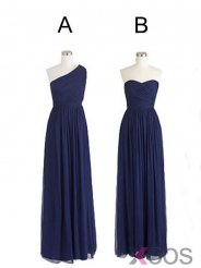 Various Styles Navy Blue A Line Chiffon Long Bridesmaid Dress CHBD-80044