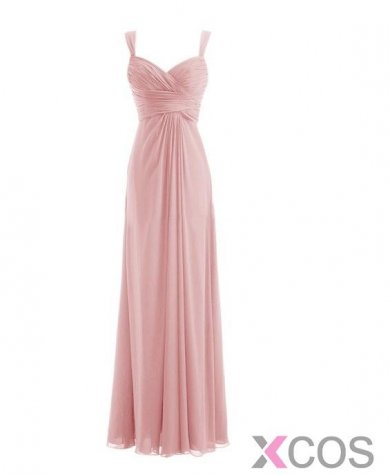 Long Spaghetti Strap Chiffon Bridesmaid Dress Sweetheart Formal Dress