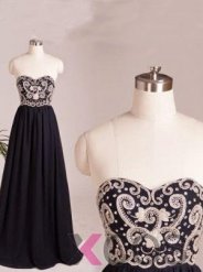 Simple Dress Handmade Sweetheart Long Navy Chiffon Prom Dresses/Evening Dresses CHPD-7148