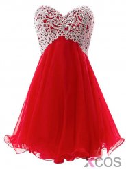 Simple-dress Sexy Beaded Strapless Mini Chiffon Homecoming Dresses/Cocktail Dresses CHHD-70775