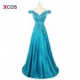 Long Split Evening Dresses 2017 Sexy Prom Dress Soft Satin Beaded Appliques Vestido De Festa Sweep Train Formal Party Gowns