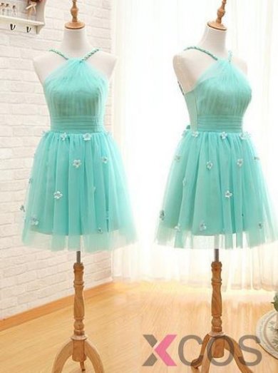 Simple-dress Pretty Handmade Short Tulle Handmade Flower Tulle Homecoming Dresses/Party Dresses/Sweet 16 Dress TUHD-70717