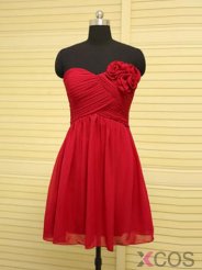 Cute A-Line Sweetheart Knee Length Bridesmaid Dress with Flower