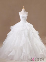 Latest Ball Gown Sweetheart Floor-length Organza Wedding Dresses ORDT50078