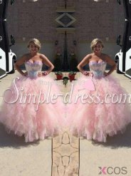 Simple-Dress 2015 Timeless Sweetheart Long Tulle Ruffles Beading Quinceanera Dress TUQD-80025