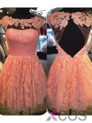 Simple-dress 2015 Modern A-line Scoop Mini Capped Sleeves Lace Appliques Homecoming Dress/Party Dress LAHD-81174