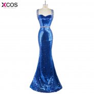 Royal Blue Evening Party Dresses Long Sleeveless Red Mermaid Evening Dress 2018 Beaded Rhinestone robe de soiree