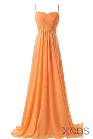 Spaghetti Straps Simple Modest Orange Backless Cheap Prom Dresses For Teens OK32