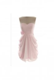 Short Simple Cheap Chiffon Pink Sweetheart Bridesmaid Dresses OK18