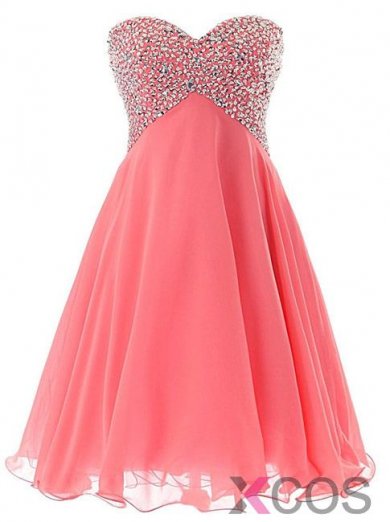 Simple-dress 2015 Modern A-line Sweetheart Mini Chiffon Beading Homecoming Dress/Bridesmaid Dress CHHD-81186