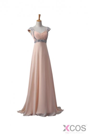 Blush Pink Chiffon Beaded Long Prom\Evening Dresses ED0665