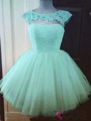 Simple-dress Elegant Ball-gowns Beading Scoop Blue Short Tulle Prom Dresses/Homecoming Dresses TUPD-70701