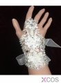 Fingerless Wrist Length Lace Bridal Gloves With Rhinestones