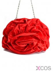 Red Silk Flower Evening Clutches For Weddings