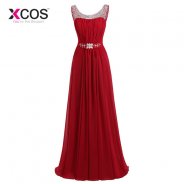 XCOS Formal Evening Dresses Women Elegant Party Gown Scoop Sleeveless Chiffon Evening Dresses 2018 New vestidos de graduacion