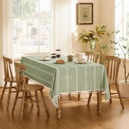 Sensfun 60x84 Inch Sage Green Heavy Weight Farmhouse Burlap Linen Style Table Cloth