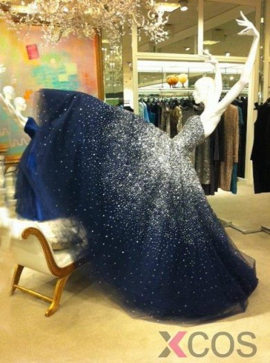 Simple-dress Luxurious Strapless Blue Sequined Tulle Ball Gown/Prom Dresses/Quinceanera Dresses/Formal Dresses TUPD-70689