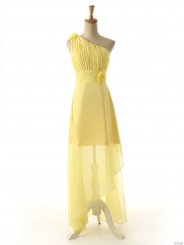 Simple Dress Handmade One-shoulder Asymmetric Daffodil Bridesmaid Dresses/Wedding Party Dresses CHBD-7223