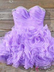 Simple-dress Elegant A-line Strapless Beading Mini Lavender Homecoming Dresses/Sweet 16 Dresses/Cocktail Dress TUHD-7403