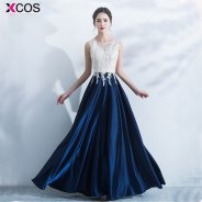 Prom Dresses Long 2018 Party Dresses vestidos de Blue Beaded Evening Dresses Prom Party Dress vestido de noiva Real Sample